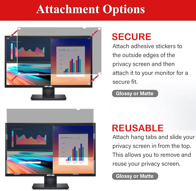 23.8 Inch Privacy Screen Filter for 16:9 Widescreen Monitor | Privacy Shield | Anti-Glare | Anti-Blue light Protector | Eye Protection | Computer Security Private Filter