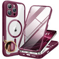 Miracase for iPhone 16 Pro Max Case 6.9'', [Bubble Free] Full-Body Bumper Phone case with Built-in Full Glass Screen &Lens Protector,Compatible with MagSafe,Drop Proof 16 Pro Max Cover,Plum