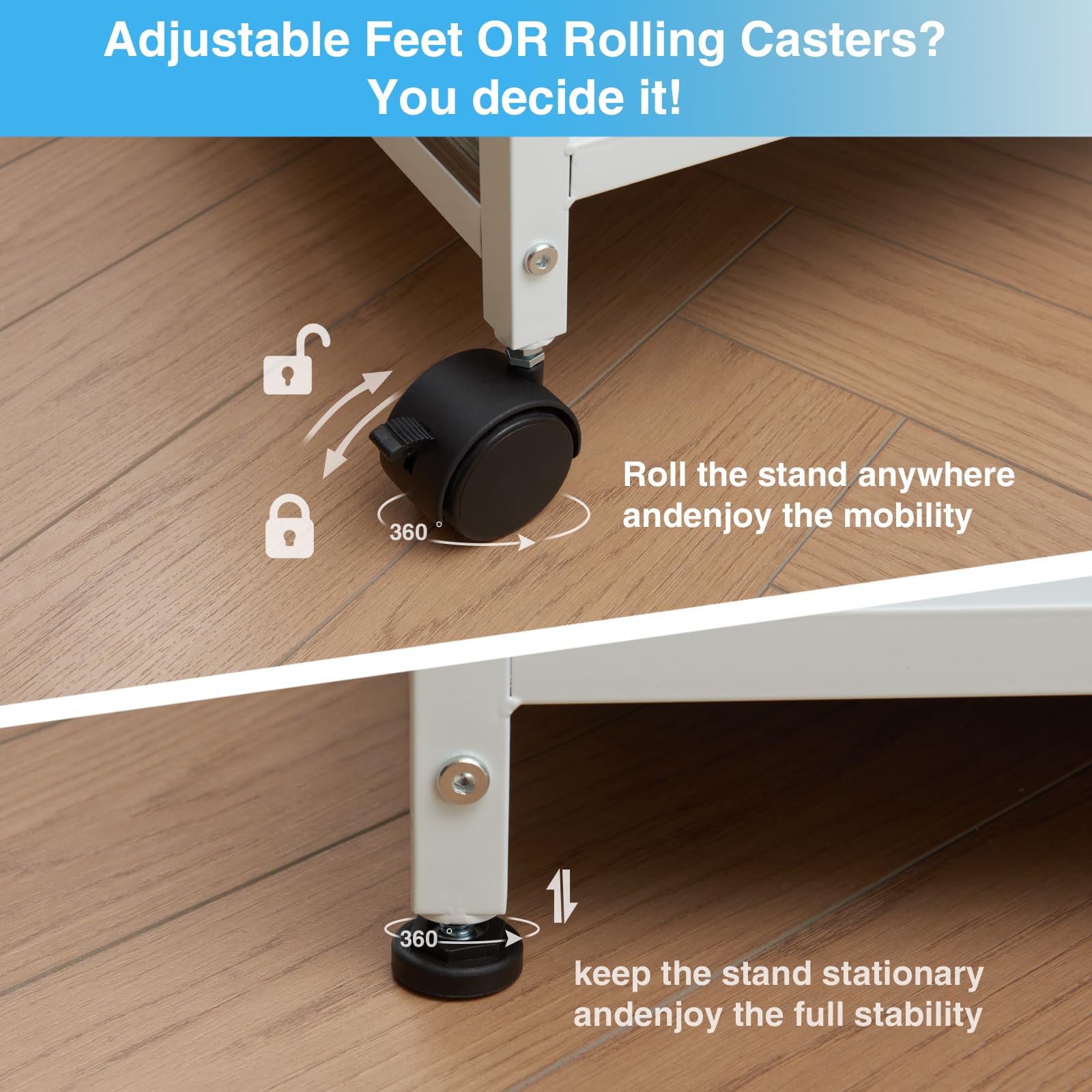 Lauren&Harold 34'' Printer Stand with Power Outlets & USB Ports Grey/White