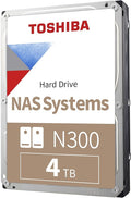 Toshiba N300 4TB NAS 3.5-Inch Internal Hard Drive - CMR SATA 6 GB/s 7200 RPM 512 MB Cache - HDWG740XZSTC