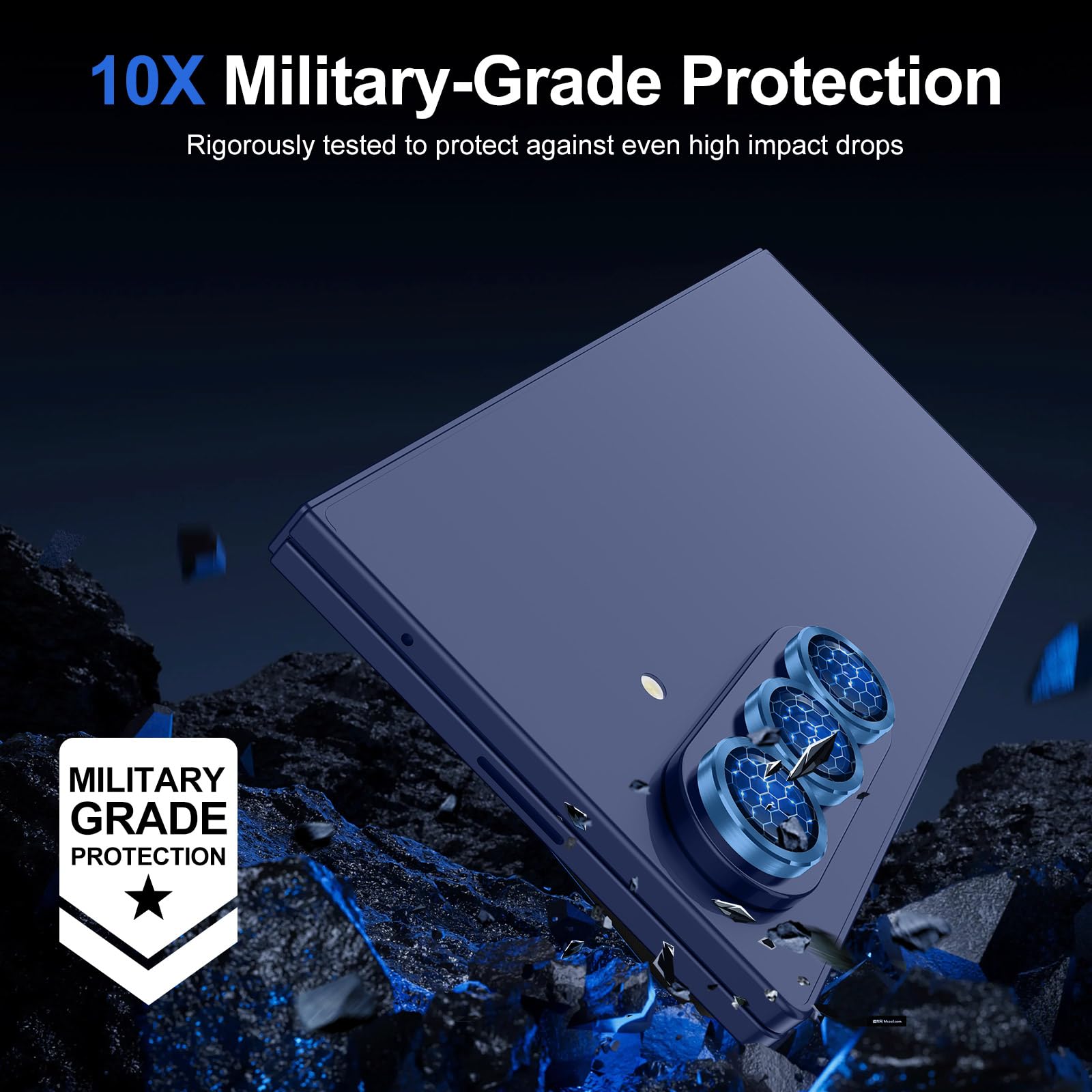 Avocase for Samsung Galaxy Z Fold 7 Camera Lens Protector, Individual Metal Ring Tempered Glass Lens Cover, [Strong Adsorption] Scratch Resistant Ultra-Thin HD Clear Lens Cover, 1 Set-Deep Blue