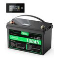 HQST 12V 100Ah LiFePO4 Battery, 1280Wh, LED Display, Built-in BMS