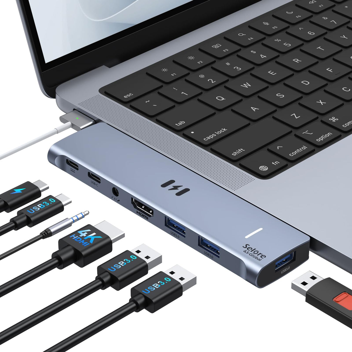 Selore Laptop Docking Station, Dual Monitor USB C Hub for MacBook