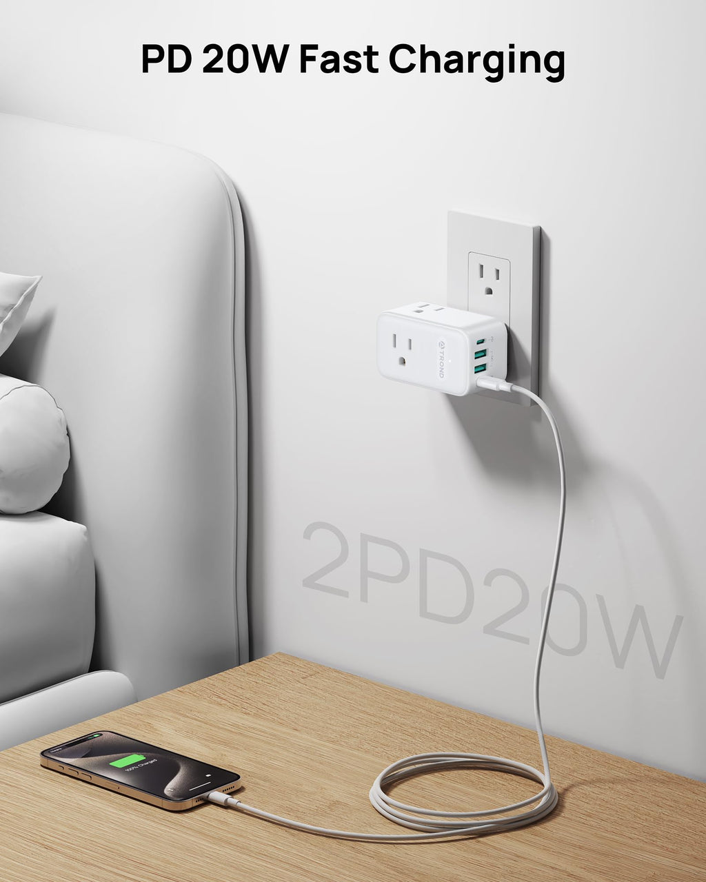 TROND Multi Plug Outlet Extender 2 Pack with 3 Way Outlet Splitter and USB