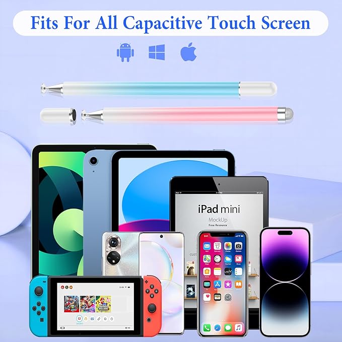 Stylus Pens for Touch Screens, 2 Pcs 2-in-1 Lightweight Magnetic iPad Pen