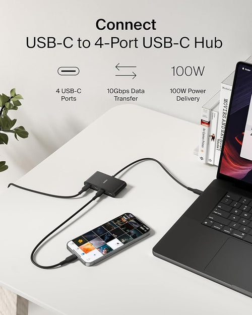 Belkin 100W 10Gbps Multiport USB-C Hub Adapter for Laptop, iPad, PC, & More