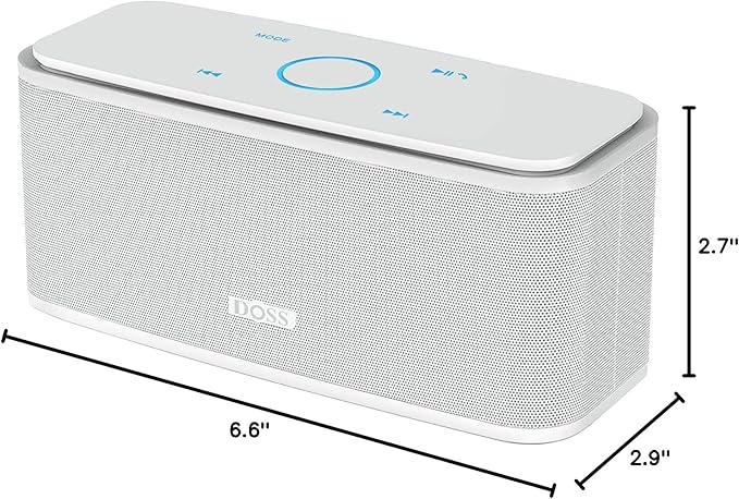 DOSS SoundBox Touch Wireless Bluetooth Speaker with 12W HD Sound and Bass, IPX5 Water-Resistant, 20H Playtime, Handsfree, Portable for Office, Home, Outdoor, Travel-White