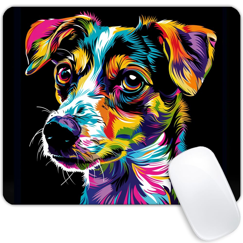 Square Mouse Pad Colorful Dog Portrait-5,Gaming Mouse Pads for Desk,Soft Computer Waterproof Non-Slip Mouse Mat
