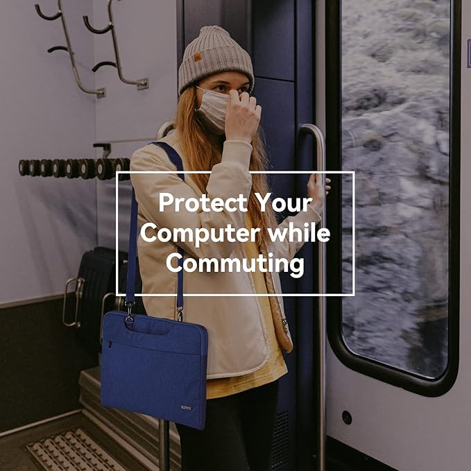 Voova Laptop Bag 13 14 Inch, Waterproof Computer Sleeve Carrying Case with Shoulder Straps & Handle Compatible with Macbook Air 13 M2/M3/M4, MacBook Pro 13/14, HP Dell Lenovo Chromebook 14, Blue