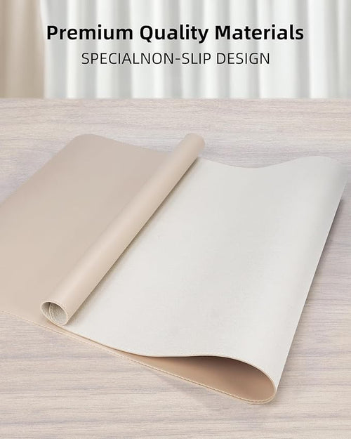 AFIING Extra Large Desk Mat - 55" x 24" PU Leather Non-Slip Desk Pad for Office and Home - Ideal for Large Mouse Pad and Desk Mats on Top of Desks (Beige)