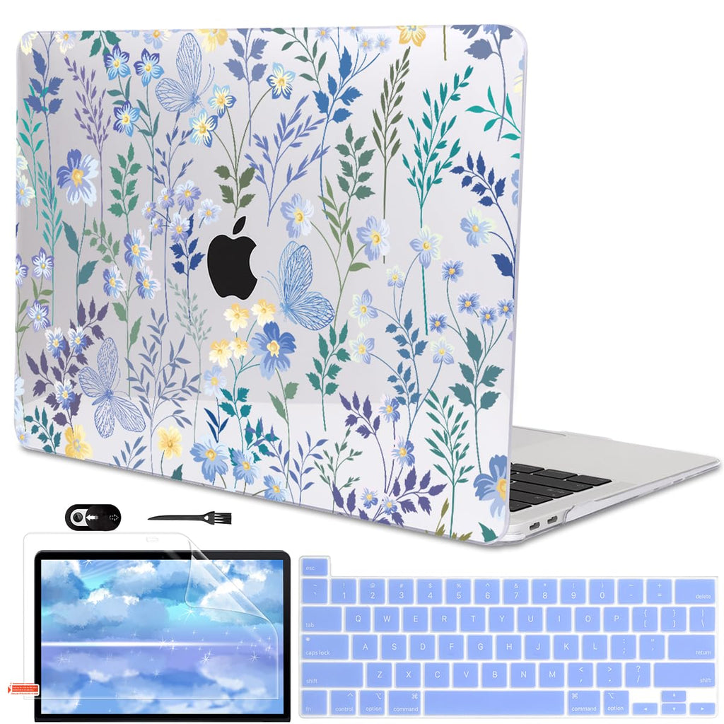 LCMOCICO for MacBook Pro 13 inch Case 2022 2021 2020 Release A2338 M2 M1 A2289 A2251, Printed Pattern Plastic Hard Shell Cover for MacBook Pro 13.3-inch Touch Bar Fits Touch ID, Meadow Wildflower