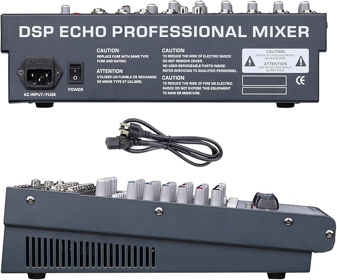 Boytone Dj Mixers 8 Channel Audio Mixer Sound Board with Bluetooth, USB MP3 Port Player with 48V Phantom Power Sounds Mixer with 16 Bit FX Effect, BT-80MX