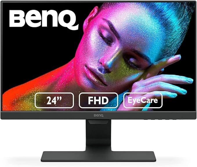 BenQ GW2480 Computer Monitor 24" FHD 1920x1080p | IPS | Eye-Care Tech | Low Blue Light | Anti-Glare | Adaptive Brightness | Tilt Screen | Built-In Speakers | DisplayPort | HDMI | VGA,Black