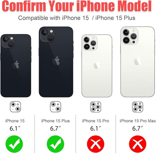 AGVEE 3+3 6 Pack for iPhone 15/15 Plus Camera Lens Protector Cover