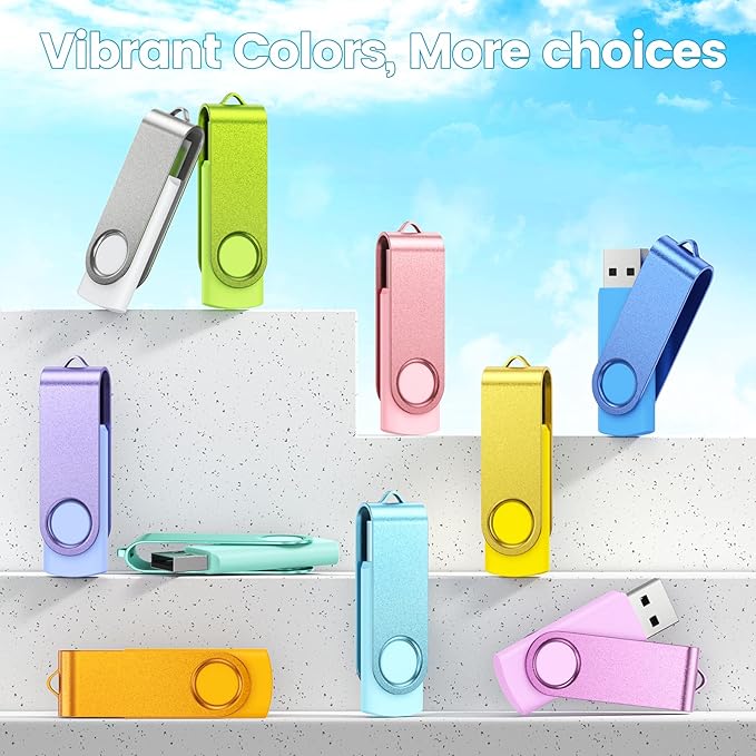 Kepmem 32GB USB Flash Drives 10 Pack 32 GB Thumb Drives Portable Keychain USB Drive Memory Stick Jump Drive with LED Light for Storage and Backup Multipack USB2.0 USB Flash Drive by
