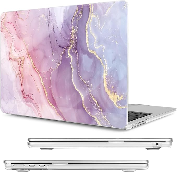 Compatible with MacBook Air 15 inch Case, M4 A3241/M3 A3114/M2 A2941 (Released 2025 to 2023), Hard Shell, Keyboard Cover, Screen Protector, Webcam Cover & Type-C Adapter, Pink Marble