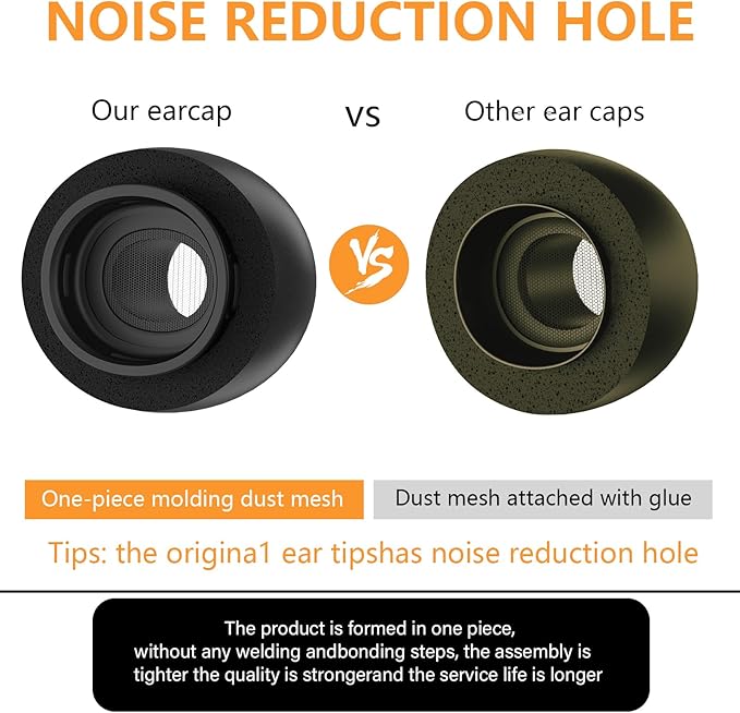 Memory Foam Replacement Ear Tips Compatible with AirPods Pro 2nd/1st Generation,with Noise Reduction Hole & Built-in dust Guard Screen,for USB-C Charging Case with Cleaner kit -Black