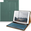 DTTO for iPad 9th/8th/7th Generation 10.2" Case 2021/2020/2019 with Keyboard, 7 Colors Backlit Wireless Detachable Keyboard Premium Leather Folio Cover with Pencil Holder & Pocket, Midnight Green