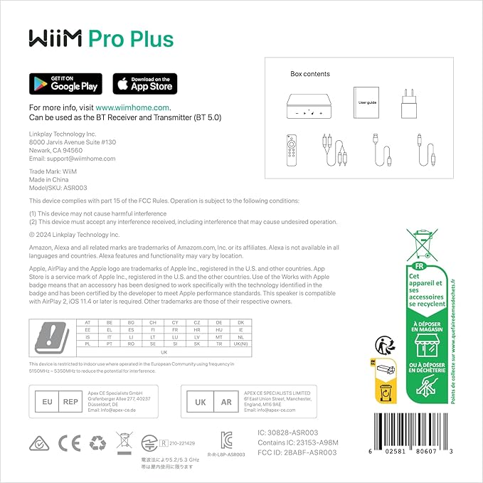 WiiM Pro Plus AirPlay 2 Receiver, Google Cast Audio, Multiroom Streamer with Premium AKM DAC, Voice Remote, Works with Alexa/Siri/Google, Stream Hi-Res Audio from Spotify, Amazon Music, Tidal and More