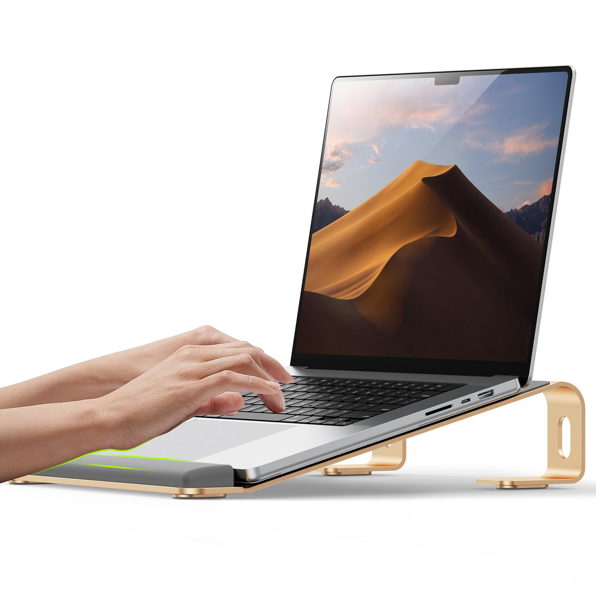 JCZT Aluminum Laptop Stand, Laptop Riser with Wrist Rest, Gold