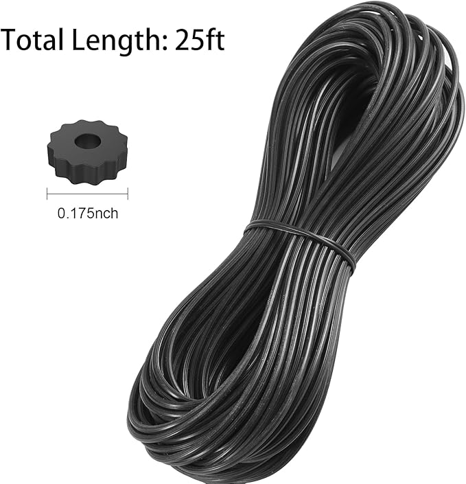 FLYZZZ Screen Spline 0.170" x 25' Spline for Window Screen Door Repair, Round，Black，Suitable for Regular Groove Width 0.173''-0.185''