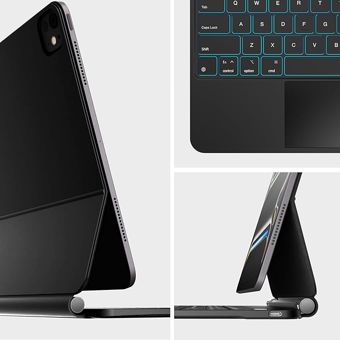 nimin Keyboard Case for iPad Pro 13 inch 2024 (M4),Multi-Touch Trackpad, Magnetic Attach, 7-Color Backlight, Auto Sleep/Wake, Obsidian Black