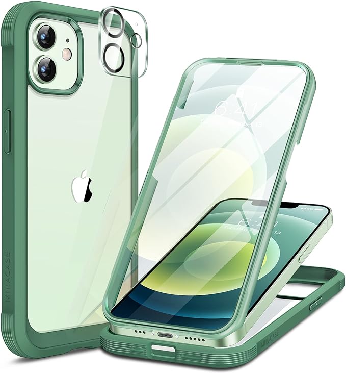 Miracase Magnetic for iPhone 12 Pro Max Case [Compatible with MagSafe] Full-Body Phone case with Built-in Glass Screen Protector& Camera Protector, Military Drop Proof 12 Pro Max Cover