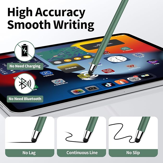 Stylus Pen for Touchscreen,5 PCS Stylus,2-in-1 Stylus Pen for iPad, High Sensitivity Precision Suitable for All Touch Screens of iPhone/ipad/Android Tablet(Black/White/Gray/Gold/Dark Green)
