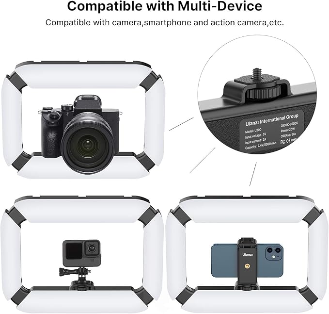 ULANZI Smartphone Video Rig with Light, Cell Phone Handheld Stabilizer with Ring Light 8500k Selfie Light for Filmaking Live Steam Tiktok YouTube Video Recording, with 8000mAh Build-in Battery