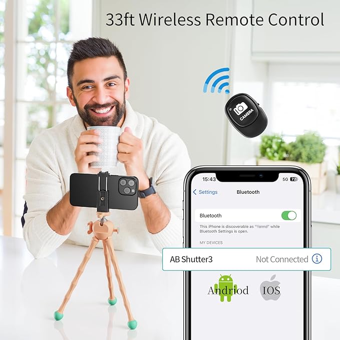 Phone Tripod with Wireless Remote - 2 in 1 Replaceable Flexible Tripod for iPhone, Portable Selfie Stick for Video Recording Vlogging - Compatible with iPhone Android Go Pro, Digital Camera