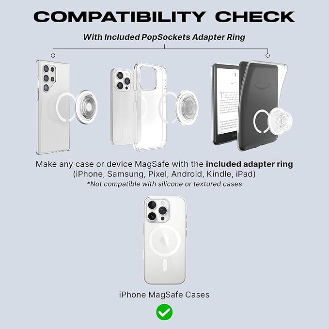 PopSockets Kick-Out Grip for MagSafe, Phone Grip with Built-in Phone Stand, Adjustable Kickstand for Portrait or Landscape, Strong Magnetic Hold, Wireless Charging Compatible - Putty