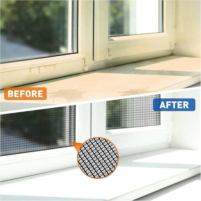 MAGZO Window Screen Replacement Mesh Roll, 37.4in × 16.4ft Upgraded Dual Interlaced Woven Siftproof Screen 40x40 Mesh for Porch Doors Repair Kit, Ultra Heavy Duty Woven for Garden, Patio DIY Projects