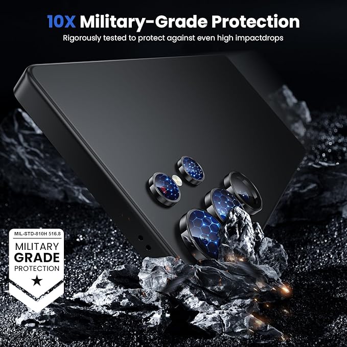 WSKEN for Samsung Galaxy S25 Ultra Camera Lens Protector - Ultra Thin Case Friendly, 9H Shatterproof Tempered Glass with Aluminum Metal Circle Camera Screen Protector Cover Accessories, Black
