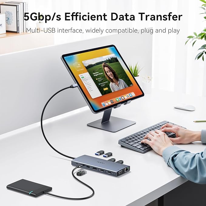 USB C Docking Station Dual Monitor for HP,Laptop Docking Station 3 Monitors