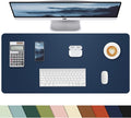 Leather Desk Protector, Non-Slip PU Laptop Mat for Office/Home - Waterproof Writing Pad (31.5"x15.7", Midnight Blue)