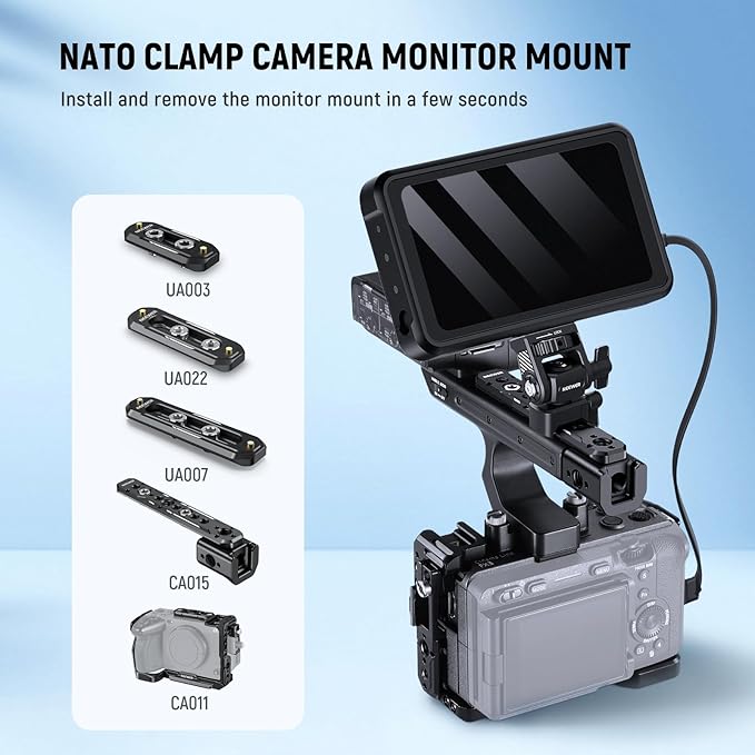 NEEWER Field Monitor Mount Monitor Holder with NATO Clamp, 360° Swivel, 180° Tilt, Anti Twist Screw Compatible with Atomos Ninja 5" & 7" Camera Monitor Compatible with SmallRig Camera Cage, MA020