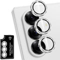 for Samsung Galaxy Z Fold 7 Camera Lens Protector, Individual Metal Ring Tempered Glass Lens Cover, [Strong Adsorption] Scratch Resistant Ultra-Thin HD Clear Lens Cover, 1 Set-Silvery Sparkly