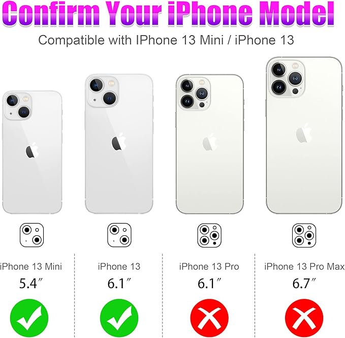 AGVEE 3+3 6 Pack for iPhone 13 6.1 inch / 13 Mini 5.4 inch Camera Lens Protector, Bling Diamond & Bling Glitter Metal Ring 9H Tempered HD Glass Camera Protector Cover Film, Bling-Red