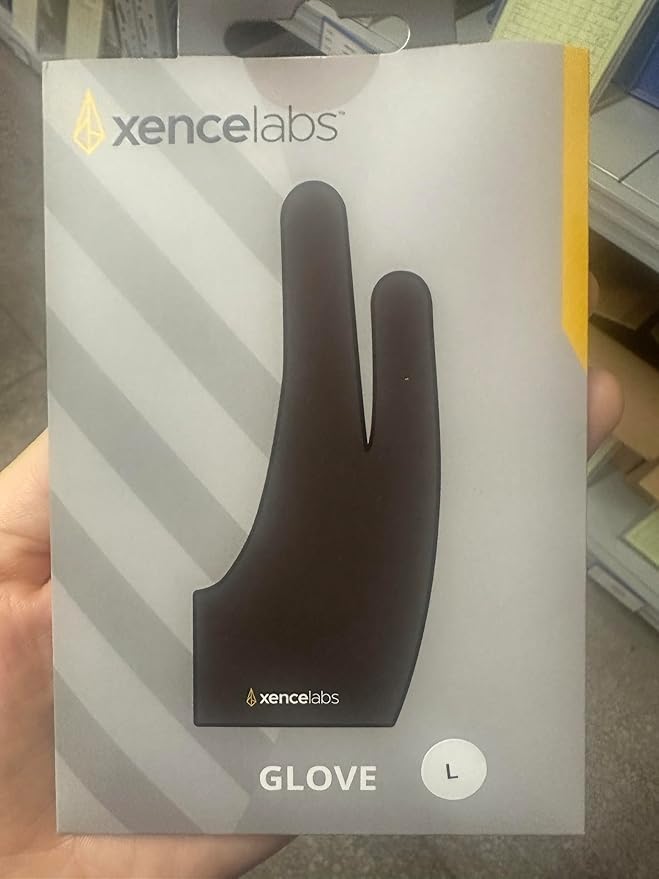 XENCELABS Drawing Glove, Breathable Artist Glove for Drawing Tablet, Two Fingers for Left Right Hand Black Size L