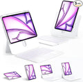 ONLY fit for 2024 M4 iPad Pro 11 inch Case with Keyboard Detachable Magic Keyboard Trackpad, 360 Rotating Cover with Pencil Holder Multi Angle Stand, 12 Shortcut Key, 7 Color Backlit, White