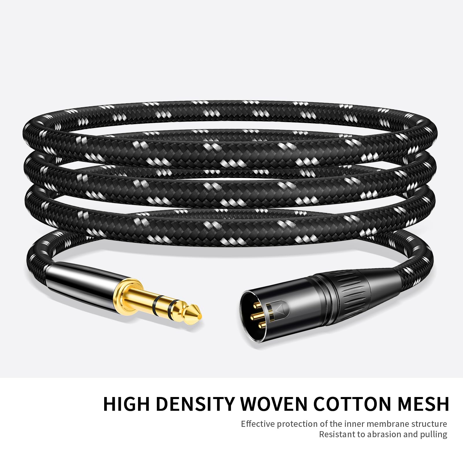 Kumiho XLR Male to 1/4 Inch 6.35mm TRS Stereo Cable Hi-Fi Balanced Bi-Shielded Interconnect Patch Cables for Microphones, Amplifiers, Mixers, Speakers 10FT