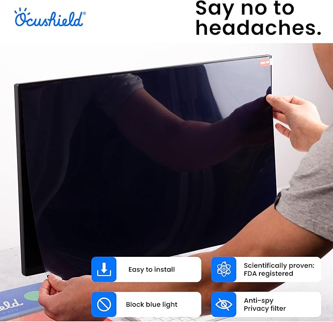 Ocushield 12.5” (16:9) Premium Anti Blue Light Screen Protector with Privacy Filter for Laptops and Computer Monitors - Anti-Glare - Easy Install - Anti-Fingerprint - Reduce Eye Fatigue (277 x 156 mm)