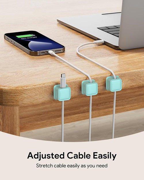 8 Pack Cord Organizer, Magnetic Cable Clips, Under Desk Management, Blue