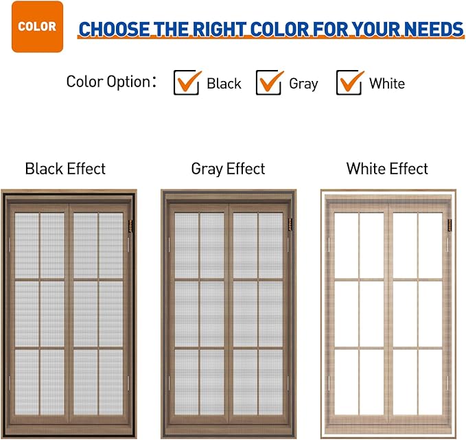 MAGZO Customized Window Screen,Screen Mesh Attachable and Detachable with Hook Tape, Durable, Washable