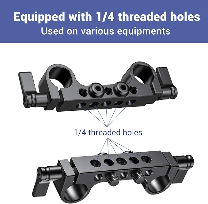SmallRig Super Lightweight 15mm Railblock, Rod Clamp with 1/4"-20 Thread for Sony for Canon and Other 15mm DSLR Camera Rig Shoulder Support Rail System, Pack of 2-2061