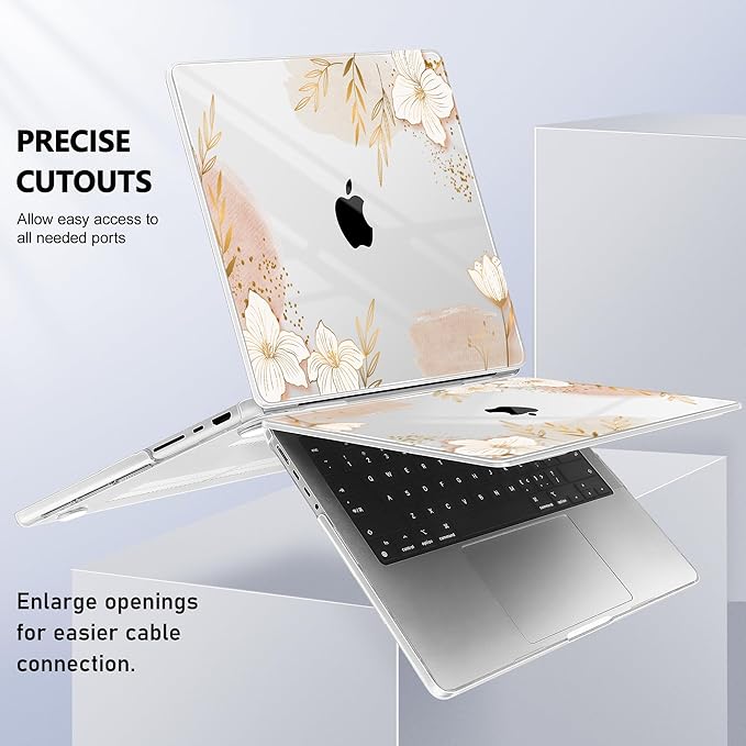 for MacBook Pro 16 inch Case 2021 2022 2023 2024 Release A3186 A3403 M4 A2991 M3 A2780 M2 A2485 M1 Pro/Max, Hard Shell Case with Screen Protector & Keyboard Cover, Floral P295