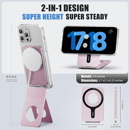 1ST IDEA for Magsafe Tripod, Tripod for iPhone Lightweight Aluminum Alloy & Angle Adjustment & Strong Magnets iPhone Tripod Stand Compatible with 17/16/15/14/13/12 (Included Metal Ring)