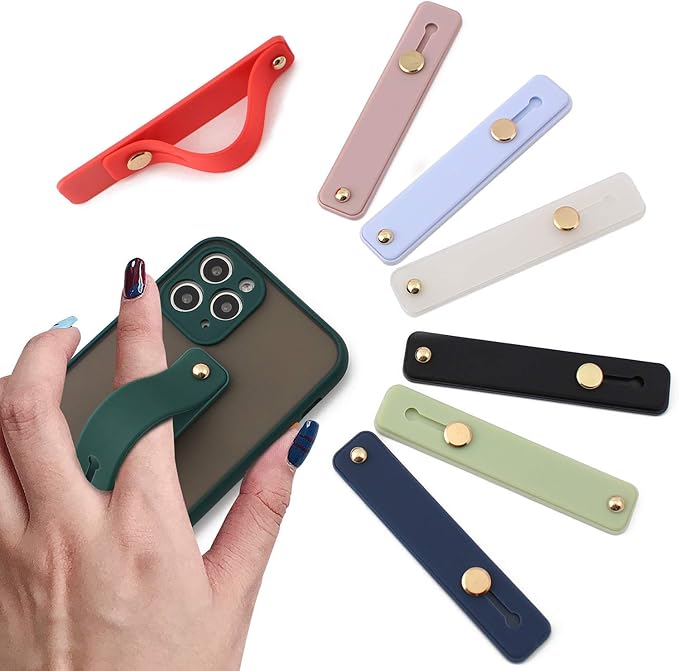Removable and Reusable Cell Phone Grip Strap, Yetaida Telescopic Finger Kickstand Bracket Universal Silicone Phone Holder Stand and Portable Finger Loop for Most Smartphones Case (Dark Green)