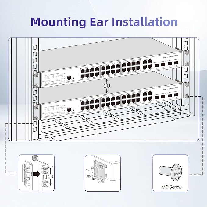 1U Rack Mount Kit for Cisco Switches Rack Ears for Catalyst 3750/3750G/3750V2 Series and 2960 Series