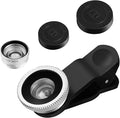 Portable Cell Phone Camera Lens Super Wide Angle Lens Macro Lens Fisheye Lens Clip on 3 in 1 Mobile Phone Lens Compatible for iPhone 6S/7/8/X (Silver)